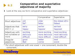 The form of an adjective or adverb that expresses that the thing or person being described has…. Comparative And Superlative Adjectives Of Majority Ppt Video Online Download