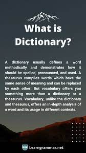 Define dictionary meaning
