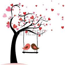 Two Birds In Love On Abstract Tree With Heart Leaf Love Posters Love Art Bird Clipart
