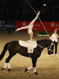 Think Soccer Is Tough Try Handstands On A Horse Vaulting Equestrian Horses Horse Vaulting