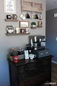 Also you can make it even more tasteful by hanging a nice piece of artwork 15 Home Coffee Station Ideas For Every Budget