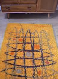 60s Atomic Wool Rya Rug 50s 70s Retro Vintage Mid Century Danish Style Orange Rya Rug Retro Rugs Mid Century Danish