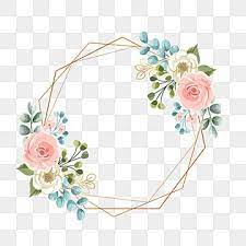 Pull a color scheme from the floral piece. Geometric Frame With Pastel Flower Wedding Wedding Invitation Gold Png Transparent Clipart Image And Psd File For Free Download Floral Border Design Pink Watercolor Flower Flower Background Wallpaper