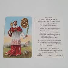 Spanish forever laminated italian holy cards religious art with full color pages 25 per pack. Estampa San Ramon Nonato