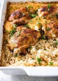 Oven Baked Chicken And Rice Recipe Chicken Recipes Recipes Baked Chicken Recipes