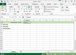How To Create A Family Meal Plan In Excel With Pictures