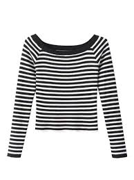 Black And White Striped Long Sleeve Shirt Womens Buy Black Stripe Off Shoulder Long Sleeve Tight Ribbed Knit Crop Top From Abaday Com Free Shipping Worldwide Fa Tops Striped Long Sleeve Shirt Knit Crop Top