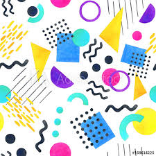 Memphis Seamless Pattern Of Geometric Shapes 80 S 90 S Styles On White Background Buy This Stock Illus Memphis Design Pattern Memphis Design Geometric Shapes