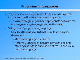 The development of computer languages can be classified into _categories. Understanding Computers Today And Tomorrow 13 Th Edition