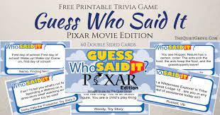Seniors in aged care will love this. Free Printable Guess Who Said It Pixar Edition The Quiet Grove