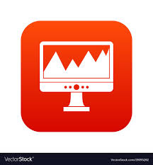 Monitor And A Chart Icon Digital Red