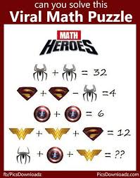 Maths symbol puzzles with answers. The Viral Math Heroes Puzzle Only For Genius Puzzle Can You Solve This Viral Puzzle Viral Math Puzzles Image With Math Pictures Maths Puzzles Math Challenge