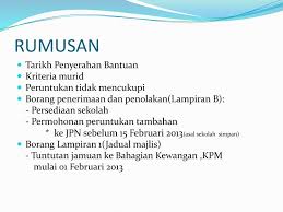 Kerajaan telah membelanjakan rm498 juta sebagai peruntukan bantuan persekolahan rm100 setiap pelajar kepada sejumlah 4.98 juta pelajar di seluruh negara pada tahun 2013. Garis Panduan Bantuan Khas Awal Persekolahan Rm100 Kepada Murid Ppt Download
