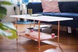 Twisted copper legs for the gold leaf circuit board table. Copper Pipe Diy Coffee Table Fashion Is Fiction Blog