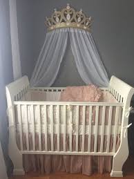 Crib Crown Canopy Wall Decor Gold With Sheer Panels Baby Girl Room Baby Room Decor Baby Canopy