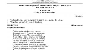 1 bălaşa 2 brînduşoiu 3 cătană. Subiecte Si Barem RomanÄ Simulare 2018 Evaluare NaÅ£ionalÄ Edu Ro A Publicat Subiectele Si Baremul