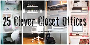 A closet office is a great place to work from home, organize bills or letters, create a study space for your children or simply work on the computer. Remodelaholic 25 Clever Closet Offices