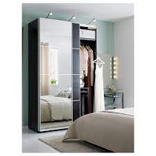 Ikea pax auli sliding mirror door wardrobe design. Auli Mehamn Pair Of Sliding Doors Mirror Glass Black Brown Stained Ash Effect Ikea