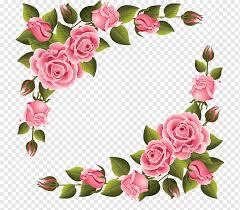 زهور وردية حدود وإطارات إطارات طباعة قماشية زخرفة عائلة الورد ورود الحديقة ترتيب الزهور ازهار صناعية الحدود وإطارات قماش طباعة Png