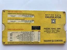 Details About Vintage Square D Company 1972 Motor Data Calculator Slide Rule Chart