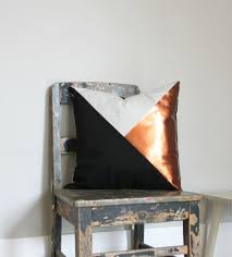 Black And White Throw Pillow Covers Geometric Black White Metallic Copper Pillow Cover Gorgeous Home Decor Black And Metallic Copper Cushion Cover Throw Copper Pillow Copper Cushions Pillows
