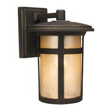 Hampton Bay Round Craftsman 1 Light Dark Rubbed Bronzeoutdoor Wall Mount Lantern 23032 The Home Depot