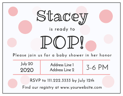 Need to brush up on your baby shower etiquette? Celebrate The Mother To Be With This Baby Shower Invitation Template Design Features Bright Polka Dots Baby Shower Labels Ready To Pop Baby Shower Invitations