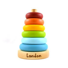 Personalized Stacking Toy Rainbow Wooden Toy Ring Stacker Etsy Rainbow Wood Natural Wood Toys Stacking Toys