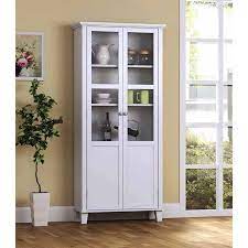 Homestar 2 Door Pantry Cabinet With Glass Doors Walmart Com Pantry Storage Cabinet White Storage Cabinets Storage Cabinet