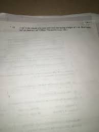The reciprocal of 100 is the answer. 1 Cm 3 Is The Volume Of A Cube With Each Side Having Chegg Com