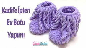 Kadife Ipten Puskullu Bebek Botu Yapilisi Turkce Videolu Bebek Bot Kadife Orgu Modelleri