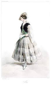Girls white pinafore apron and bonnet. Fancy Dress N 10 Old Book Illustrations