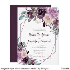 Sangria Purple Floral Geometric Wedding Invitation Zazzle Com Geometric Wedding Invitation Floral Wedding Invitations Purple Wedding Invitations