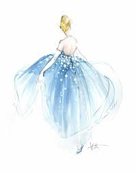 Cinderella Paper Fashion Art Sketches