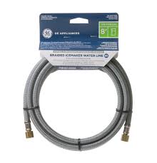 ■■ water connection is made through a right angle garden hose style fitting supplied with the ice maker. Pm08x10008 8 Universal Braided Water Line For Icemaker And Or Dispenser Ge Appliances Parts