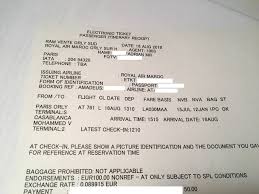 Ticket Billet D Avion Royal Air Maroc