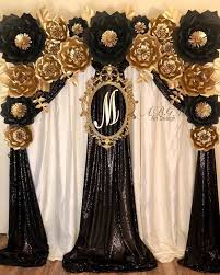 Black and gold backdrop | party decoration for birthday, bachelorette, weddings, graduation, prom, gatsby, new years | 6ft x 6ft. Black And Gold Backdrop Birthdayparty Birthday Black Birthdaygirl Paperflowersdecor Paperfl Masquerade Party Decorations Black Gold Party Gold Backdrop