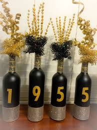 Black And Gold Party Decorations Diy Wine Bottle Crafts 60th Birthday Black And Gold Upcycled Diy Diy Birthday Decorations 60th Birthday Decorations 50th Birthday Decorations