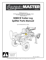 Se80cr Trailer Log Splitter Parts Manual Manualzz Com