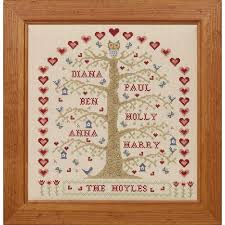 Number of colors used in this chart: Historical Sampler Company My Family Tree Cross Stitch Kit At John Lewis Partners
