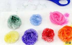 Now use your magnifying glass to look up close at a few grains of the salt. Growing Borax Crystals Fast For Kids Little Bins For Little Hands