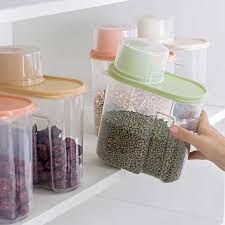 We like ones that can be stored easily and stack on. Food Storage Box Bottle Plastic Clear Container Set With Pour Lids Kitchen Jars Dried Grains Tank 1 9l 2 5l Storage Bottles Jars Aliexpress