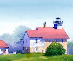 Painting with flowers port wash. Port Washington Lighthouse Painting By James Faecke
