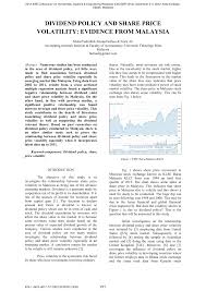 The exchange also offers information services related to the malaysian securities market. Pdf Dividend Policy And Share Price Volatility Evidence From Malaysia