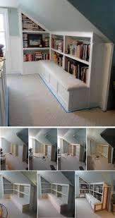 Attic Bench With Book Storage Space Attic Renovation Home House