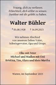 Traueranzeigen von Walter Bühler