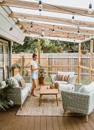 Back Porch Deck Ideas Home Decor Design Inspiration Cute Backyard Porch With Globe Market Lights And C Outdoor Rugs Patio Patio Design Backyard Patio Designs