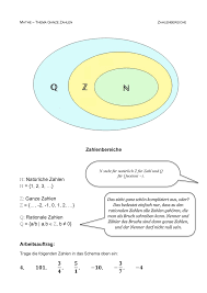 Arbeitsblatt Zu Den Zahlenbereichen Unterrichtsmaterial Im Fach Mathematik In 2020 Zahlenbereich Mathematik Mathematikunterricht