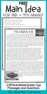 Free Main Idea For 3rd 5th Grades Third Grade Reading 6th Grade Reading Reading Classroom