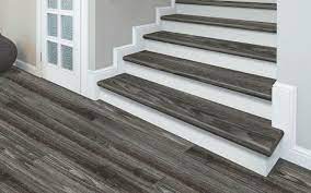 Look And Feel Of Resilient Vinyl Laminate Flooring On Stairs Grey Flooring Laminate Stairs